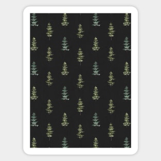 Watercolor Green Pine Trees seamless Pattern black Sticker